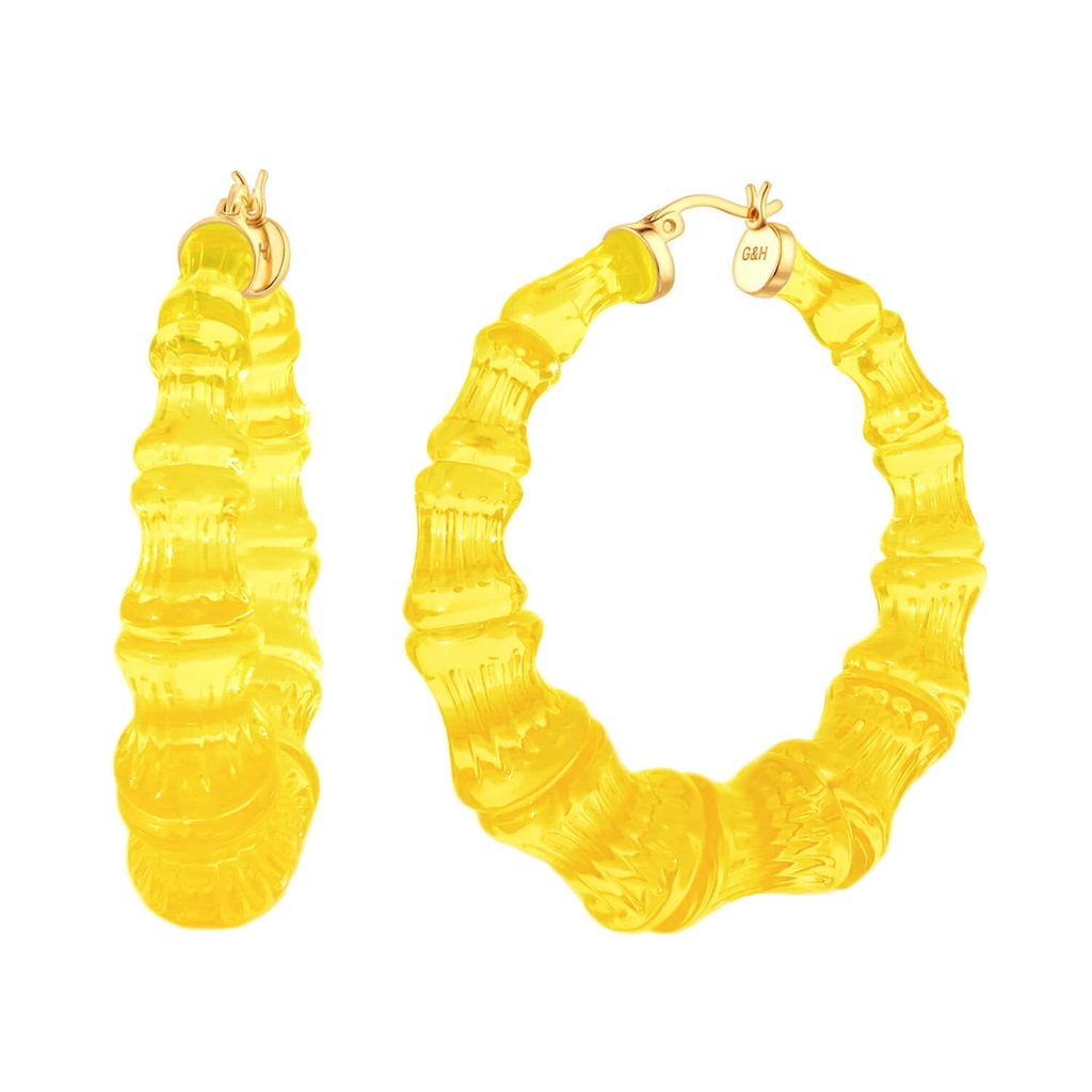 Yellow Lucite Bamboo Hoops
